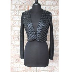 Cache Shimmery Black Bolero Shrug Jacket, Size XS